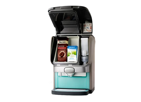 Eine Cafitesse Excellence Compact Touch Kaffeemaschine von Jacobs Professional in der Detailansicht.