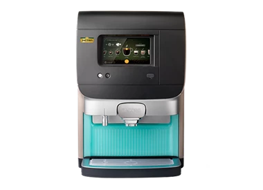 Eine Cafitesse Excellence Compact Touch Kaffeemaschine von Jacobs Professional in der Frontansicht.