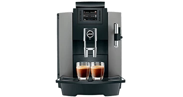 Ein Jacobs Professional Jura WE8 Kaffeevollautomat in der Frontansicht.