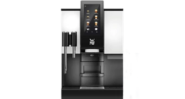 Ein WMF 1100S Kaffeevollautomat von Jacobs Professional in der Frontansicht.