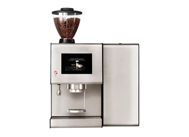 Ein Jacobs Professional Barista One PowerPack Kaffeevollautomat in der Frontansicht.