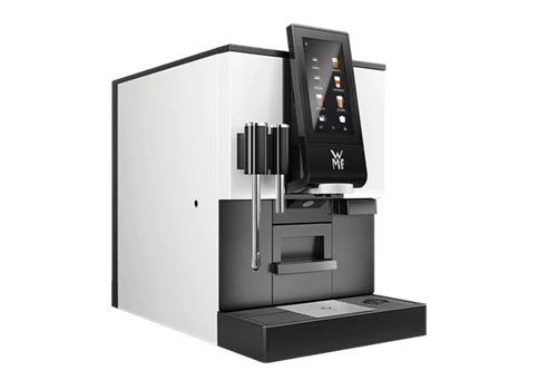 Der Kaffeevollautomat für Unternehmen WMF 1100S in der Seitenansicht.