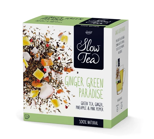 Abbildung eines Slow Tea Ginger Green Paradise Tees für Unternehmen.