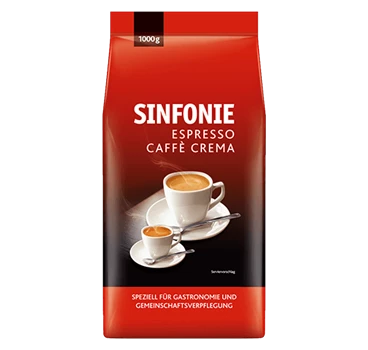 Abbildung des Sinfonie Espresso Caffè Crema Bohnenkaffee's von Jacobs Professional.