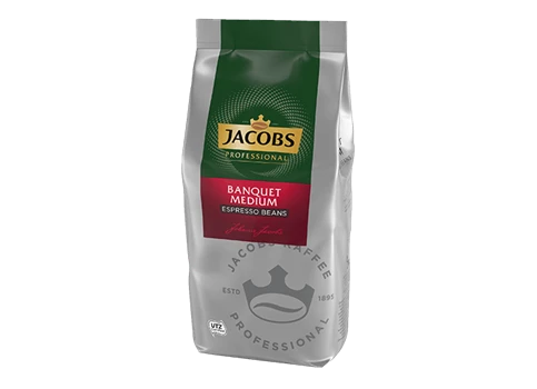 Abbildung eines Jacobs Professional Banquet Medium Bohnenkaffees in der Linksansicht.