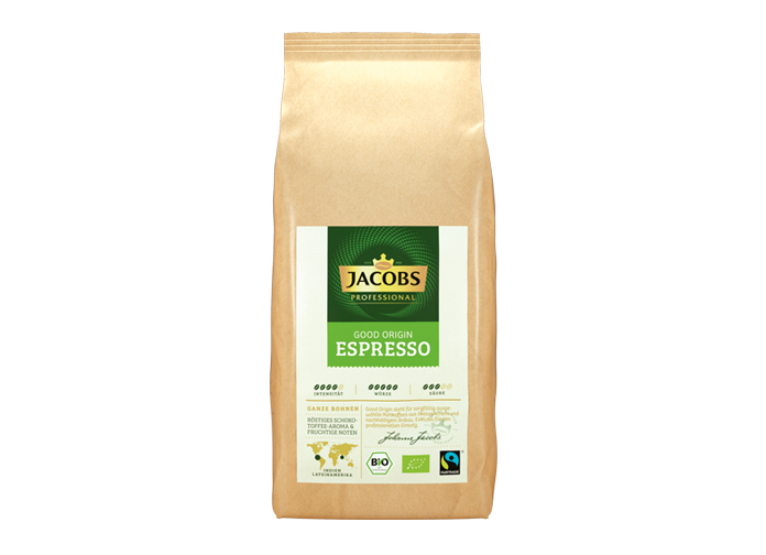 Abbildung des Packshots des Jacobs Professional Produkt Jacobs Good Origin Espresso, 1kg Bohnenkaffee