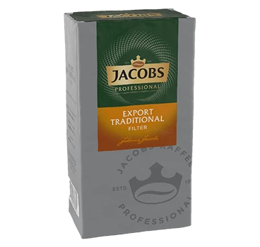 Abbildung eines Jacobs Professional Export Traditional 500g Filterkaffees in der Rechtsansicht.