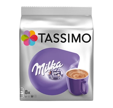 Abbildung des Packshots des Jacobs Professional Produkt TASSIMO Milka, 16 Kapseln