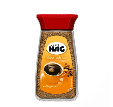 Abbildung eines Cafe HAG löslichen Instantkaffees in der Frontansicht.