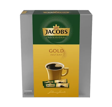 Abbildung eines Jacobs Professional Instant Kaffees in praktischen Jacobs Gold Tassenportionen.