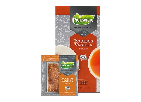Abbildung des Packshots des Jacobs Professional Produkt Pickwick Rooibos Vanilla, Rooibos Tee, 3 Packungen à 25 Beutel