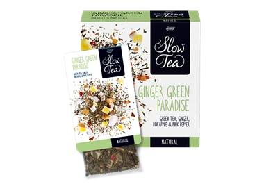 Abbildung des Packshots des Jacobs Professional Produkt Slow Tea Ginger Green Paradise, Grüner Tee, 3 Packungen à 25 Beutel