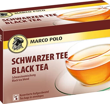 Der Marco Polo Schwarzer Tee kuvertierte Teebeutel von Jacobs Professional für Ihr Unternehmen als  Einzelabbildung!