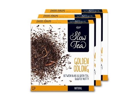 Der Slow Tea Golden Oolong, Schwarzer Tee, 3 Packungen à 25 Beutel für Ihr Unternehmen!