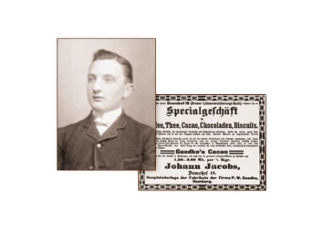 Der 26-jährige Johann Jacobs (1869 -1958) eröffnete ein „Specialgeschäft in Caffee, Thee, Cacao, Chocoladen, Biscuit“ in Bremens Innenstadt.