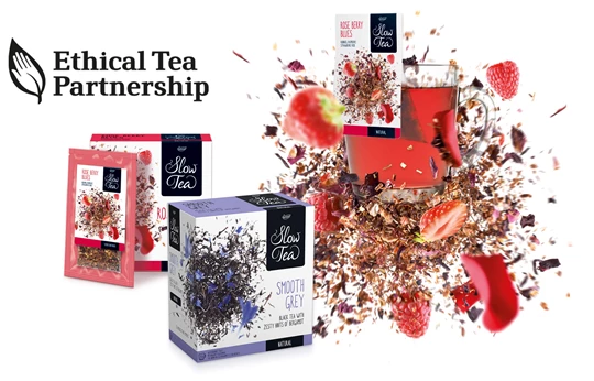 Der Tee von Pickwick Slow Tea mit dem Logo des Ethical Tea Partnerships