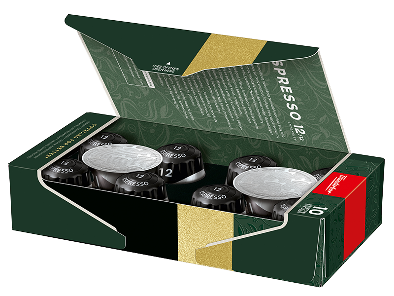 Jacobs Espresso Ristretto, Artikel: 4057020 - Detailansicht Einzelverpackung geöffnet