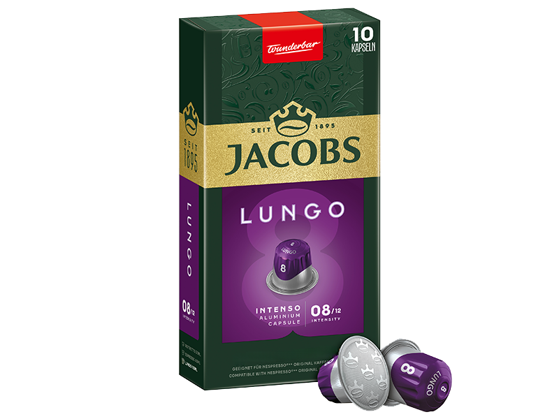 Jacobs Lungo 8 Intenso Kaffeekapseln Artikel: 4057024 - Detailansicht Einzelverpackung