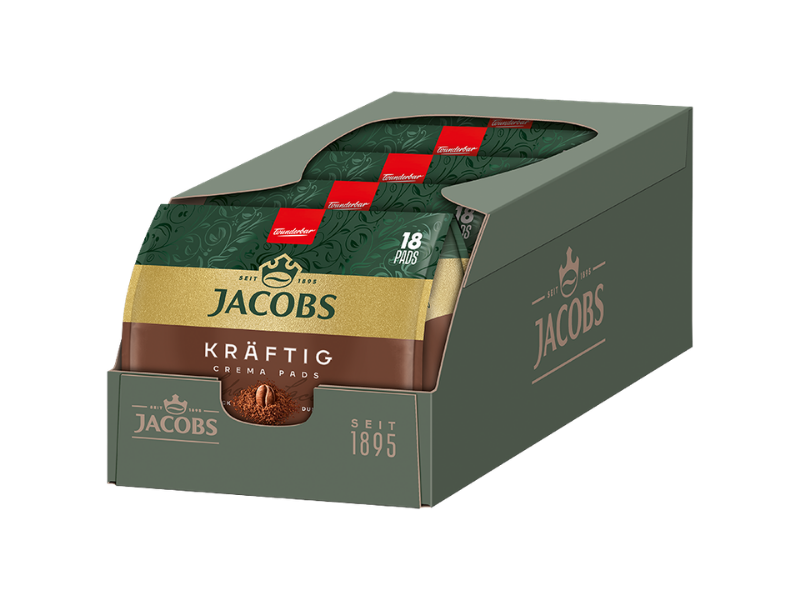 Jacobs Kräftig Crema Pads Vorratspackung im Displaykarton