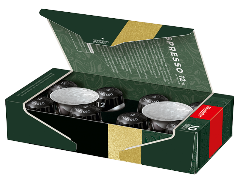 Jacobs Espresso Ristretto, Artikel: 4057020 - Detailansicht Einzelverpackung geöffnet