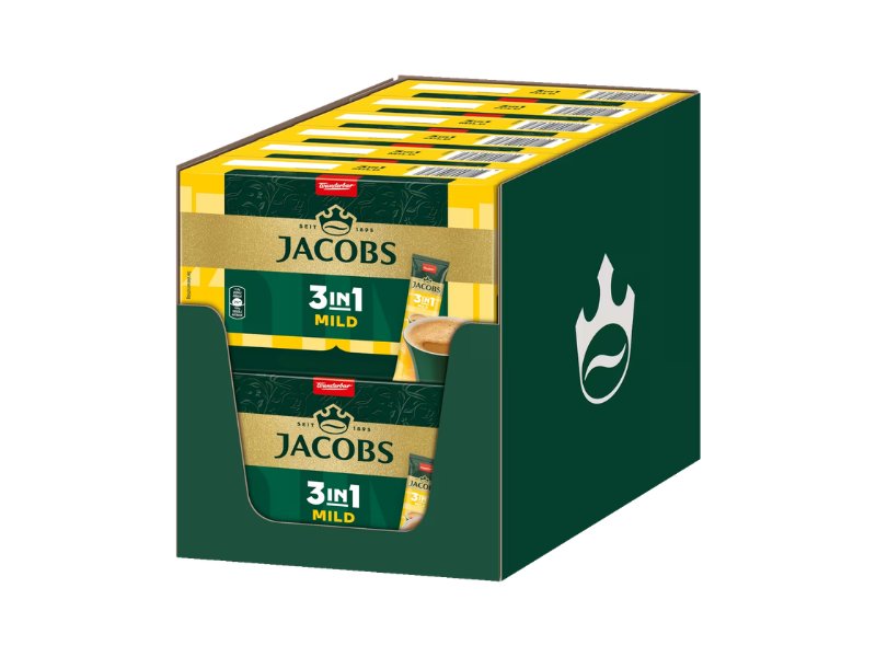 Jacobs 3 in 1 Kaffeesticks Mild Tray mit 12 Verpackungen