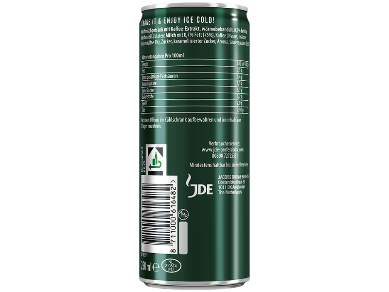 Jacobs Icepresso Latte - Detailansicht der Dose Rückseite