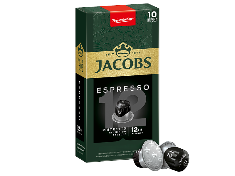 Jacobs Espresso Ristretto, Artikel: 4057020 - Detailansicht Einzelverpackung mit Kapsel