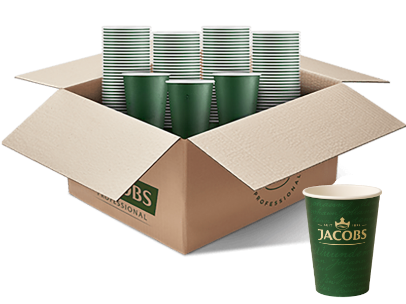 Jacobs To-Go Becher Detailansicht einer Box mit 1000 Stück