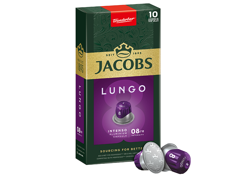 Jacobs Lungo 8 Intenso Kaffeekapseln Artikel: 4057024 - Detailansicht Einzelverpackung