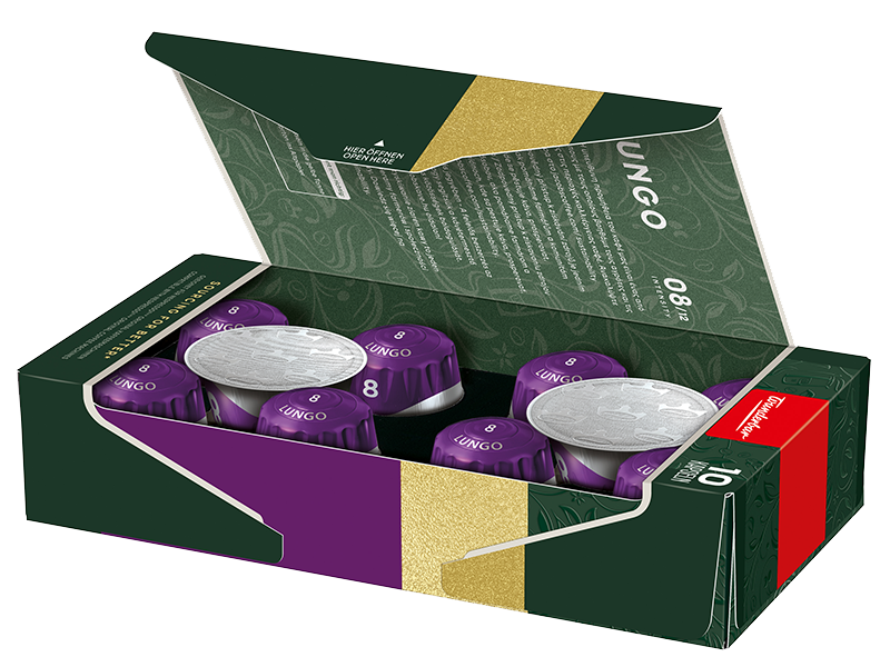 Jacobs Lungo 8 Intenso Kaffeekapseln Artikel: 4057024 - Einzelverpackung geöffnet
