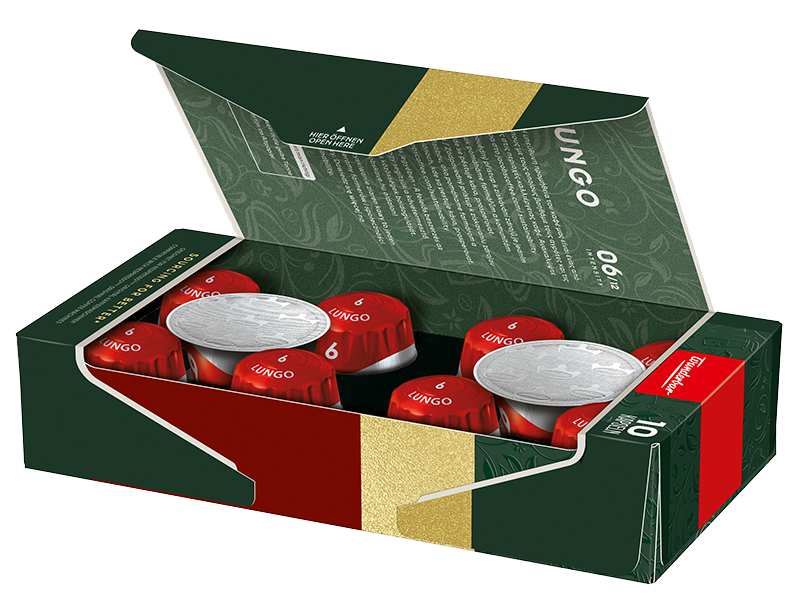 Jacobs Lungo Kaffeekapseln, Artikel: 4057022- geöffnete Verpackung