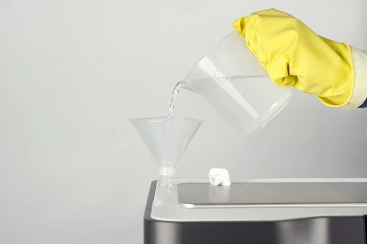 Die Entkalkungslösung wird in die L'OR Promesso gegeben